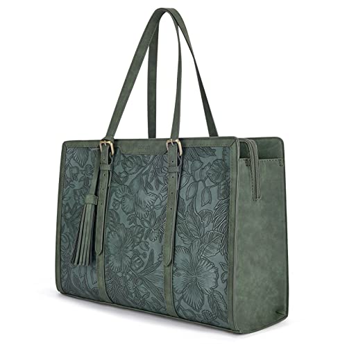 ECOSUSI Laptop Bag For Women 15.6 Inch Work Tote Bags PU Leather Computer Purse For Business Office With 3 Layer Compartments - Image 1