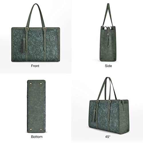 ECOSUSI Laptop Bag For Women 15.6 Inch Work Tote Bags PU Leather Computer Purse For Business Office With 3 Layer Compartments - Image 4