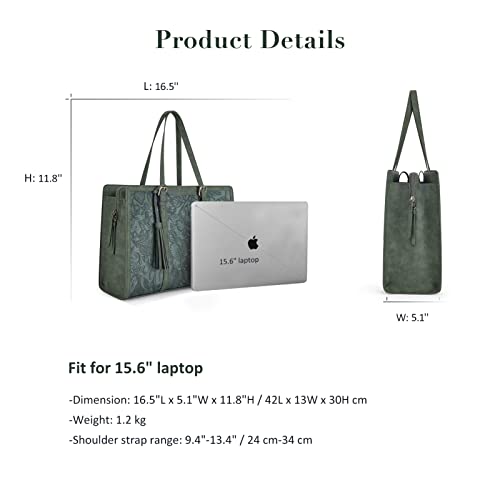 ECOSUSI Laptop Bag For Women 15.6 Inch Work Tote Bags PU Leather Computer Purse For Business Office With 3 Layer Compartments - Image 5