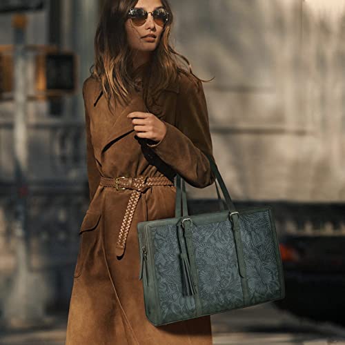 ECOSUSI Laptop Bag For Women 15.6 Inch Work Tote Bags PU Leather Computer Purse For Business Office With 3 Layer Compartments - Image 2