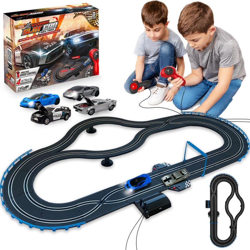 Atlasonix Electric Slot Car Race Car Set for Kids Ages 4-8 – Dual Speed Controllers, Smooth Track Curves, Fast-Paced Action – Fun Toy for Boys & Girls Age 5+ – Complete Competitive Playset with Accessories - Image 1
