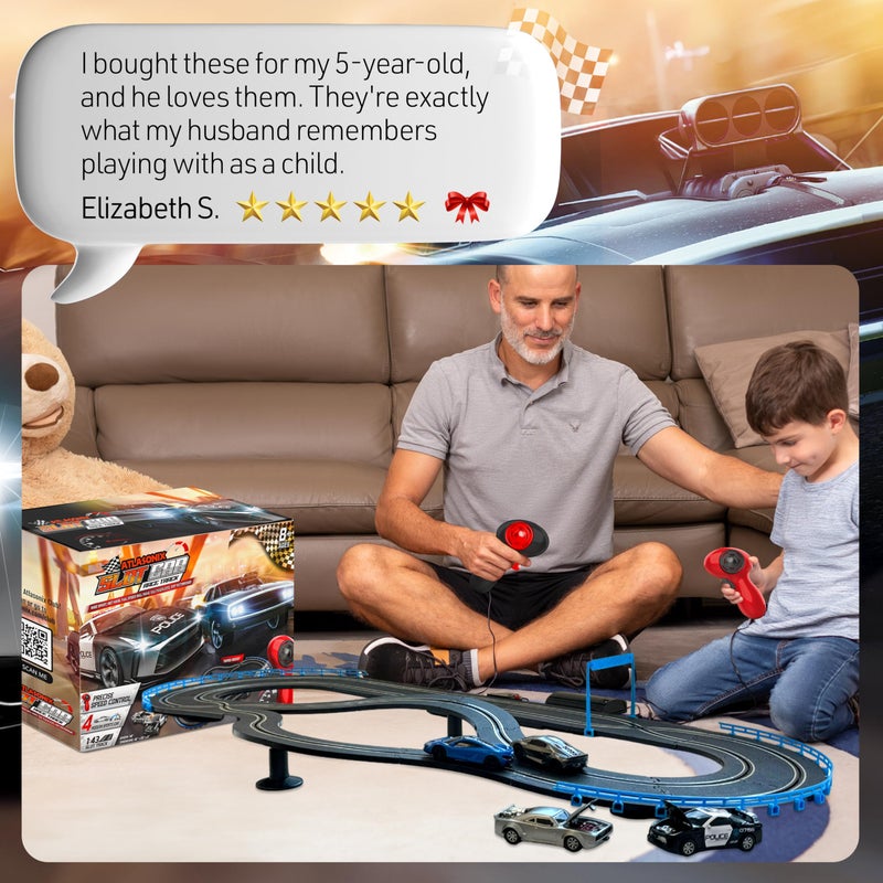 Atlasonix Electric Slot Car Race Car Set for Kids Ages 4-8 – Dual Speed Controllers, Smooth Track Curves, Fast-Paced Action – Fun Toy for Boys & Girls Age 5+ – Complete Competitive Playset with Accessories - Image 3