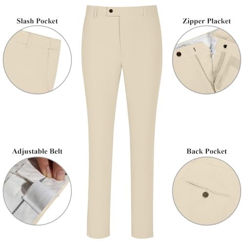 Diaryan Linen Men's Suit Casual Tuxedo 2 Piece Regular Fit Champagne Blazer One Button Solid Jacket Pants for Party Wedding L - Image 5