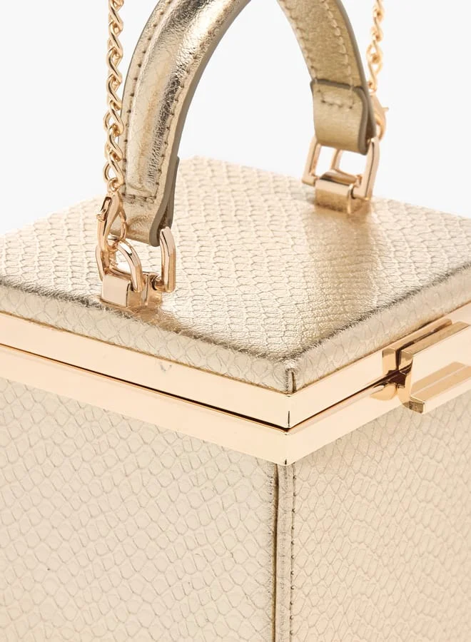 Flora Bella By Shoexpress Women Textured Crossbody Bag with Detachable Strap and Clasp Closure