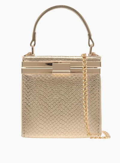 Flora Bella By Shoexpress Women Textured Crossbody Bag with Detachable Strap and Clasp Closure