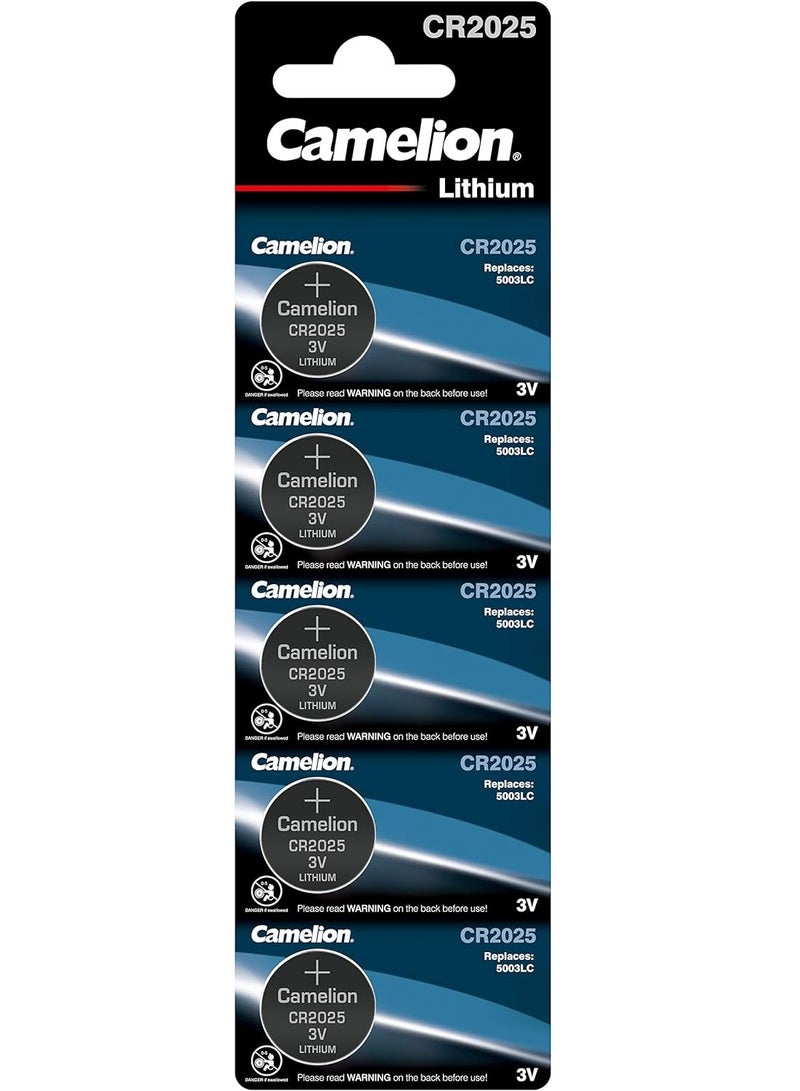 Camelion Camelion CR2025 3 V Lithium-Ion Button Cell Battery 5 Pack x5 - Image 2