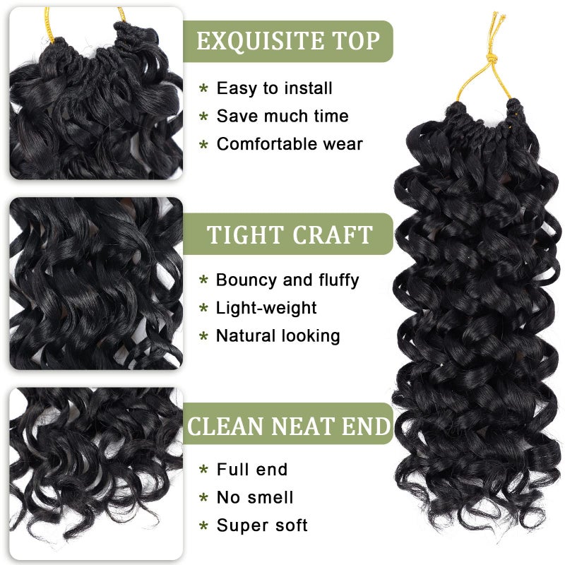 Vomella GoGo Curl Crochet Hair for Women 8 Packs Water Wave 12 Inch Curly Crochet Hair Ocean Wave Beach Curl Synthetic Crochet Hair Extensions (1b#) - Image 3