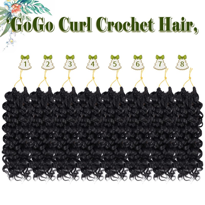Vomella GoGo Curl Crochet Hair for Women 8 Packs Water Wave 12 Inch Curly Crochet Hair Ocean Wave Beach Curl Synthetic Crochet Hair Extensions (1b#) - Image 2