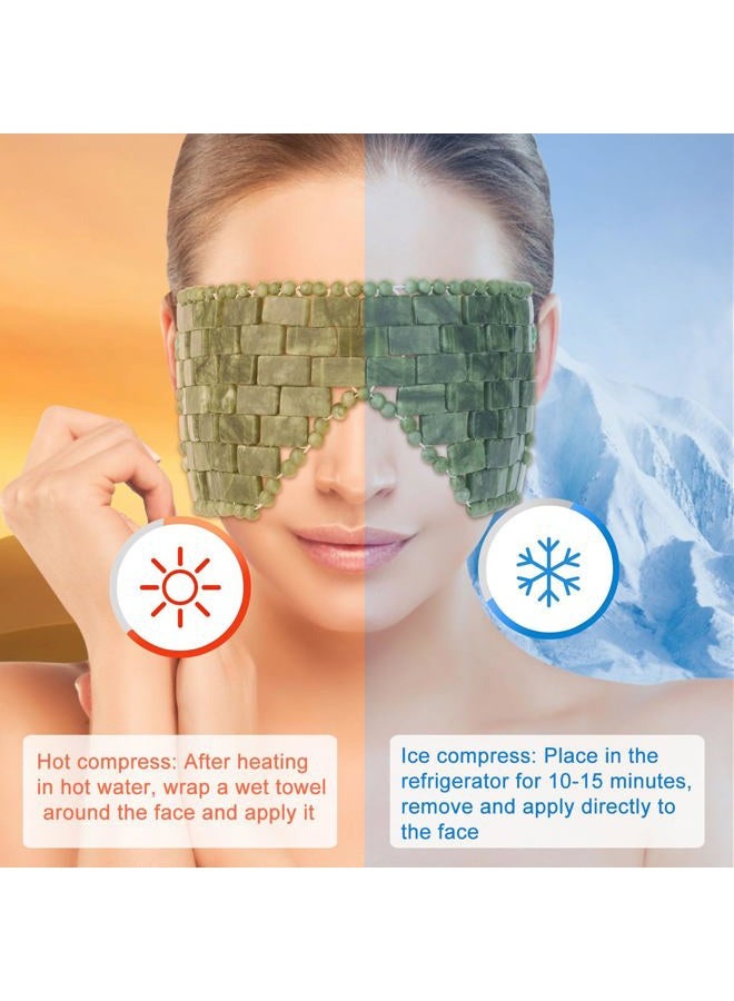 LazyGa Jade Eye Mask, Large Face Cooling Mask with 100% Real Jade for Hot and Cold Therapy, Green Jade Face Eye Sleep Mask, Relief, Eye Cover LazyGa - Image 4
