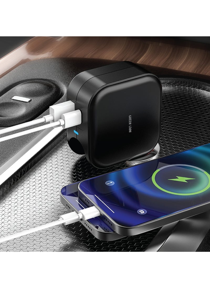GREEN LION - Duo Power Car & Wall Charger EU PLUG 20W Power Delivery Fast Charging Universal Compatibility / USB-A Port / USB-C Port / Durable Build / Dual Functionality / Compact Design - Black - Image 1