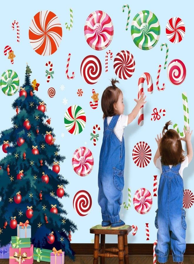 Jolbndcv 83 Pcs Peppermint Floor Decals Stickers Set Self Adhesive Candy Cane Stickers for Christmas Candy Party Decoration - Image 4