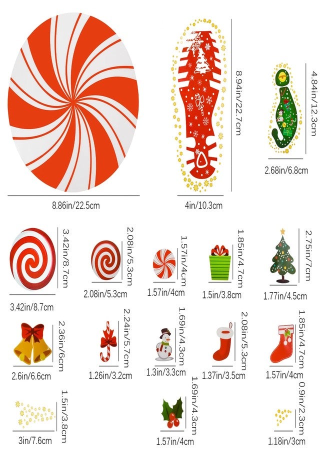 Jolbndcv 83 Pcs Peppermint Floor Decals Stickers Set Self Adhesive Candy Cane Stickers for Christmas Candy Party Decoration - Image 2
