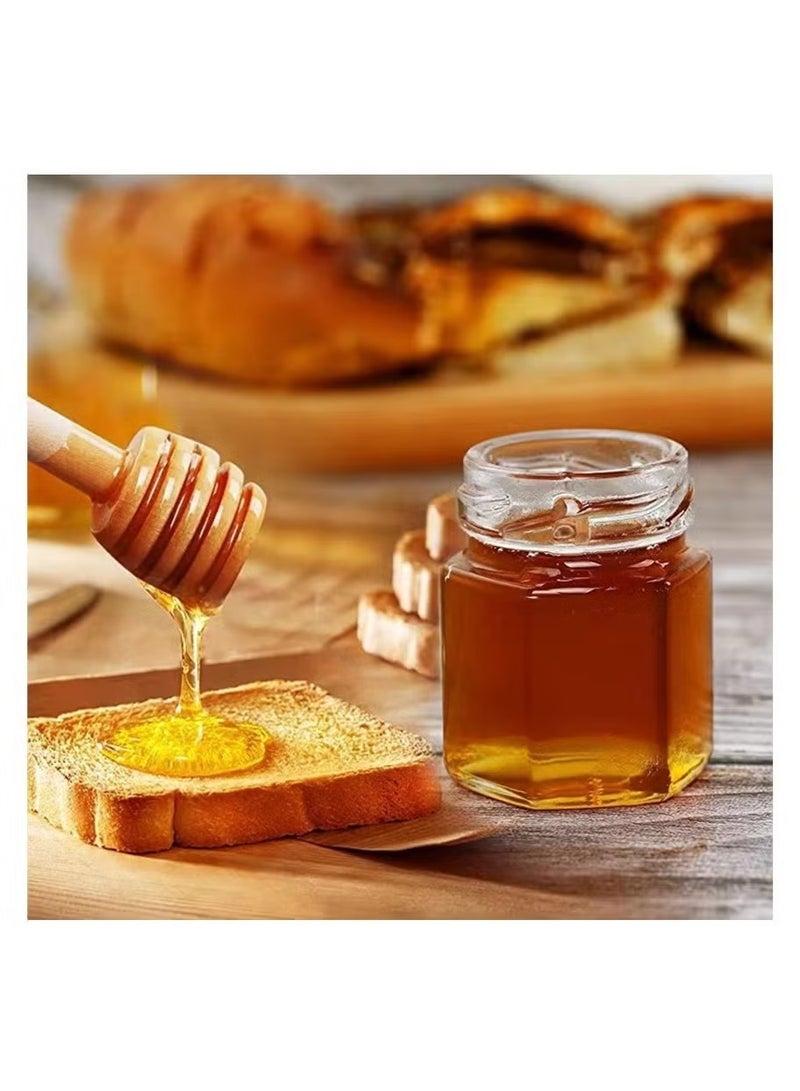 Ailily 25Pack Mini Glass Honey Jars - Hexagon Little Glass Honey Jar with Gold Lids, Wooden Dippers, Bee Charms and Twine - Small Honey Jars for Wedding Favors, Party Favors - Image 2