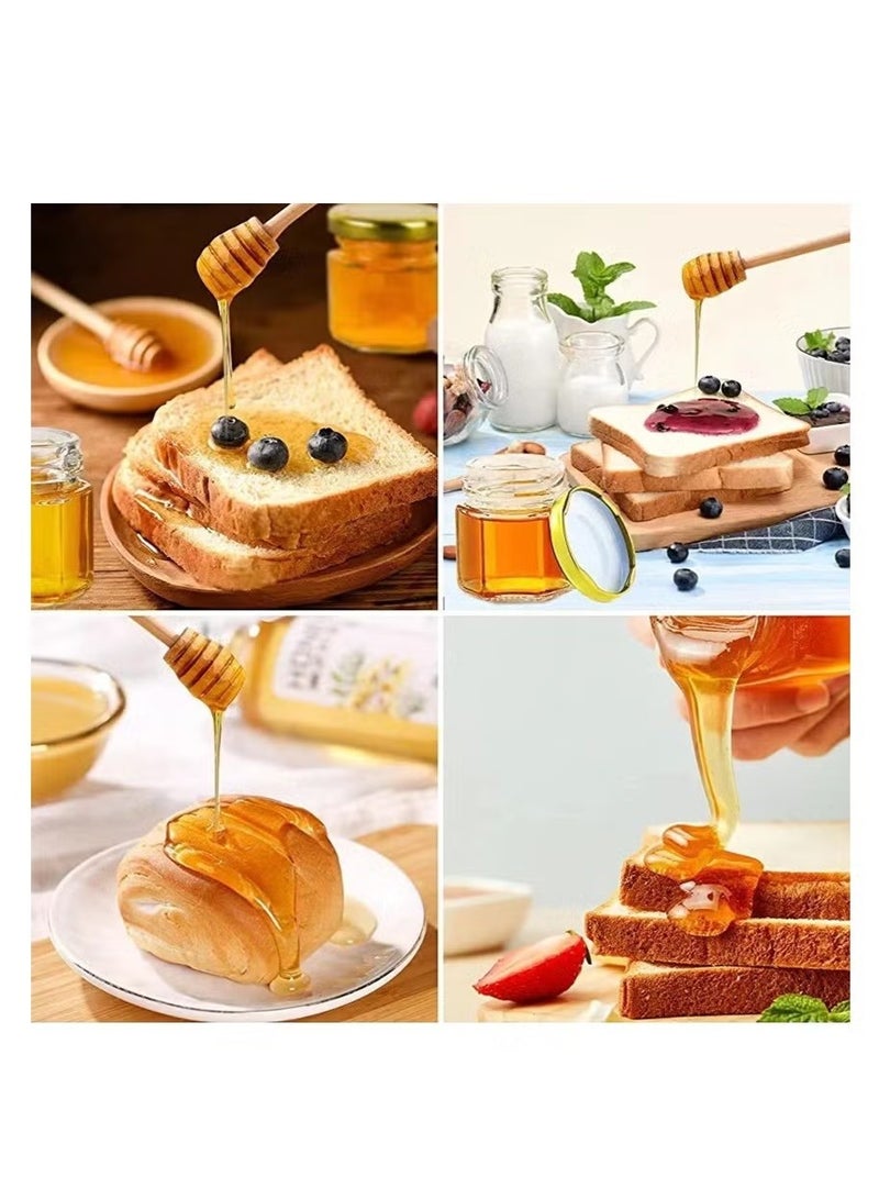 Ailily 25Pack Mini Glass Honey Jars - Hexagon Little Glass Honey Jar with Gold Lids, Wooden Dippers, Bee Charms and Twine - Small Honey Jars for Wedding Favors, Party Favors - Image 3