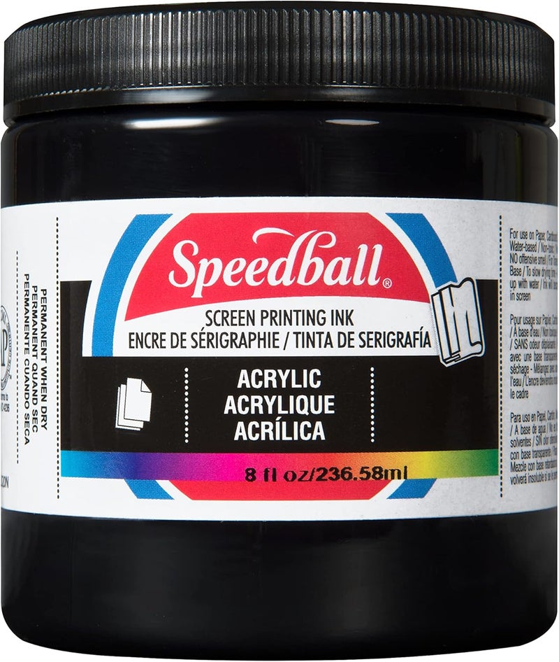 Speedball 8oz Black Acrylic Screen Printing Ink - Professional Quality for Artists - Image 1