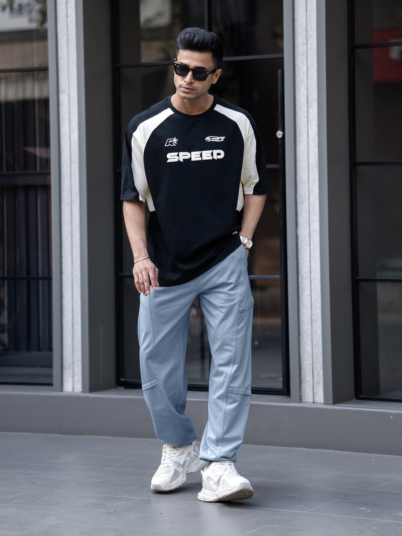 مانياك بنطلون رجالي واسع قطني رمادي فاتح بسحاب - Image 4