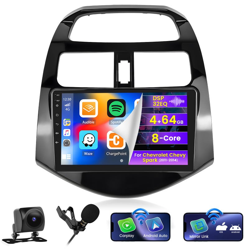 8 Cores 464G Android Car Radio for Chevrolet Chevy Spark 2011 2012 2013 2014 9 Touch Screen with Carplay Android Auto 32EQ Bluetooth50 WiFi GPS