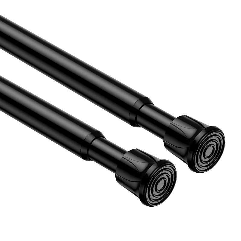 QINGYUN 2 Pack Spring Tension Rods 28-43 Inches,5/8" Diameter Black Spring Load Adjustable Expandable,Small Short Tension Curtain Rod for Windows,Kitchen,Doorway,Bathroom,Cupboard Bars - Image 1