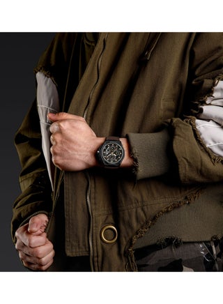 Raptor 6-Hands Chronograph Watch – Black & Brown Edition with Genuine Leather Strap – Elite Y121 Calibre Movement – Waterproof Design - view 5