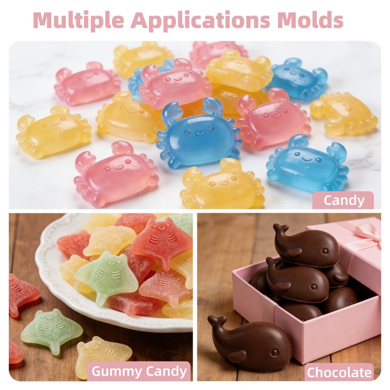 Fu Store Ice Cube Tray Shell Silicone Ice Cube Trays with Cute Marine Life Shapes Cubes Easy to Release Perfect for Freezer Home, Kitchen, Drinks, Cocktail, Coffee, Chocolate Mold (Pink) - Image 2