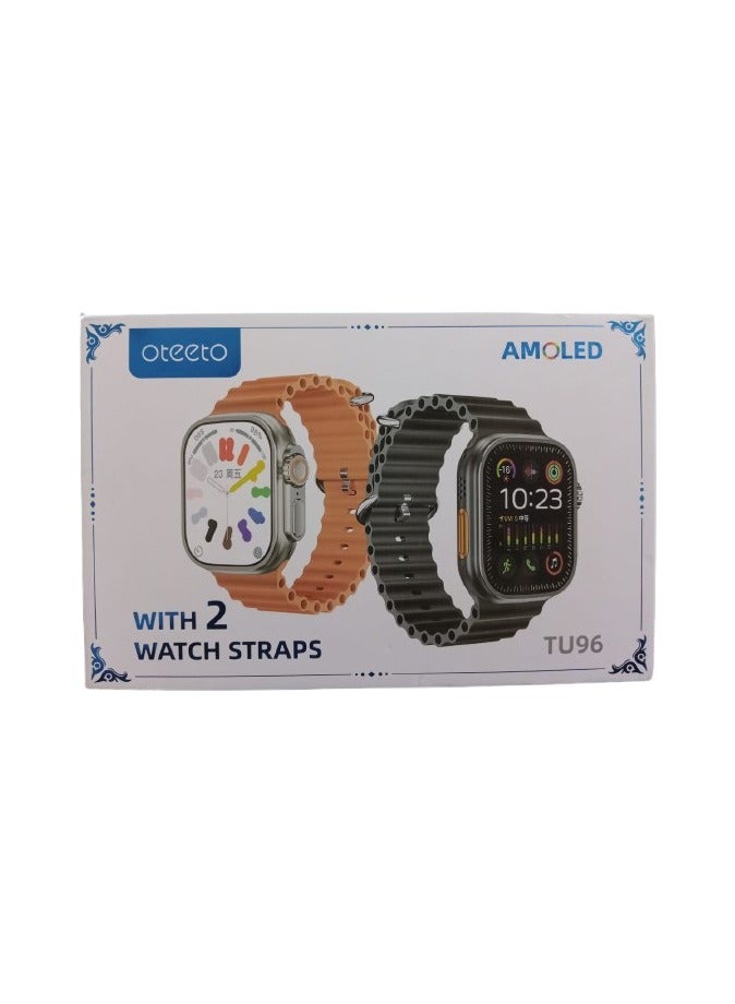 أوتيتو ساعة ذكية Oteeto TU96 مع شاشة AMOLED وحزامين وشاحن لاسلكي - Image 5
