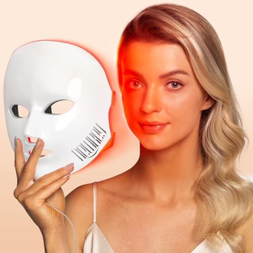 NEWKEY LED Face Mask Light TherapyRed Light Therapy for Face Wrinkle Blue Light Therapy Mask for Face Acne150LEDs10 Min Auto Shut off Wired