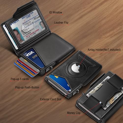 KEMISANT Airtag Wallet Men Gift,Mens Slim Front Pocket Wallet Money Clip Standard or Apple Airtag Use 3.8"×2.8"×0.9" - Image 2