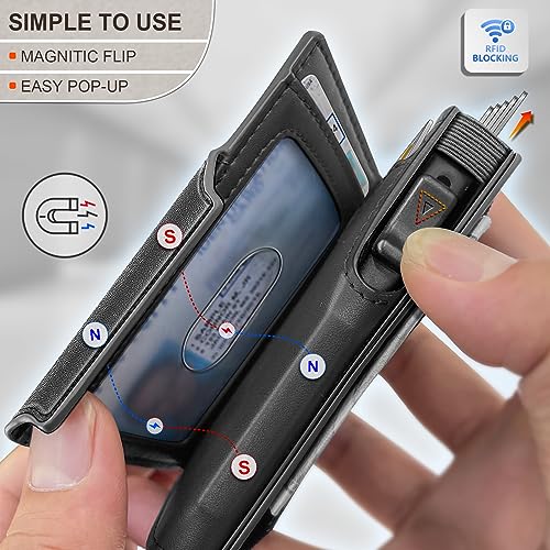 KEMISANT Airtag Wallet Men Gift,Mens Slim Front Pocket Wallet Money Clip Standard or Apple Airtag Use 3.8"×2.8"×0.9" - Image 4