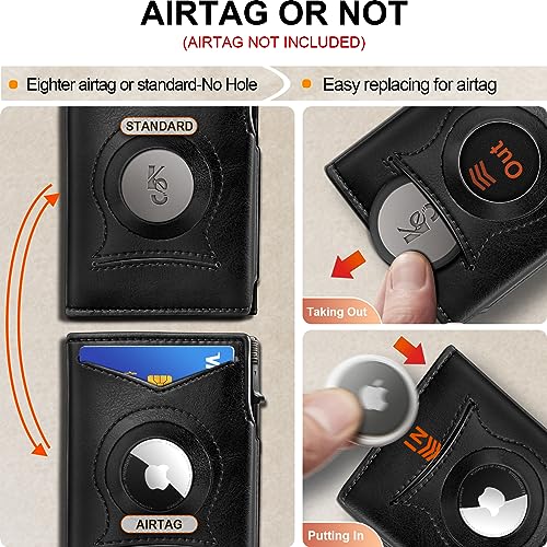 KEMISANT Airtag Wallet Men Gift,Mens Slim Front Pocket Wallet Money Clip Standard or Apple Airtag Use 3.8"×2.8"×0.9" - Image 3