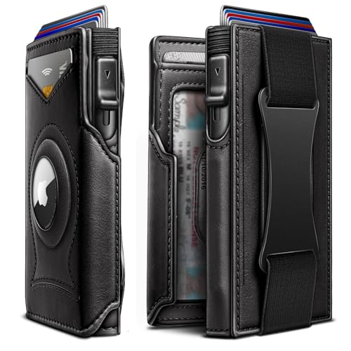 KEMISANT Airtag Wallet Men Gift,Mens Slim Front Pocket Wallet Money Clip Standard or Apple Airtag Use 3.8"×2.8"×0.9" - Image 1