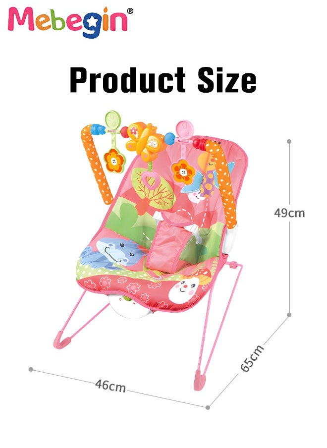 MEBEGIN 2 In 1 Baby Bouncer Chair with Removable Toy Bar, Washable Cushion and Non-slip Base, Adjustable Infant-to-Toddler Rocker with Music and Soothing Vibration Button, Newborn Essentials  - Image 4