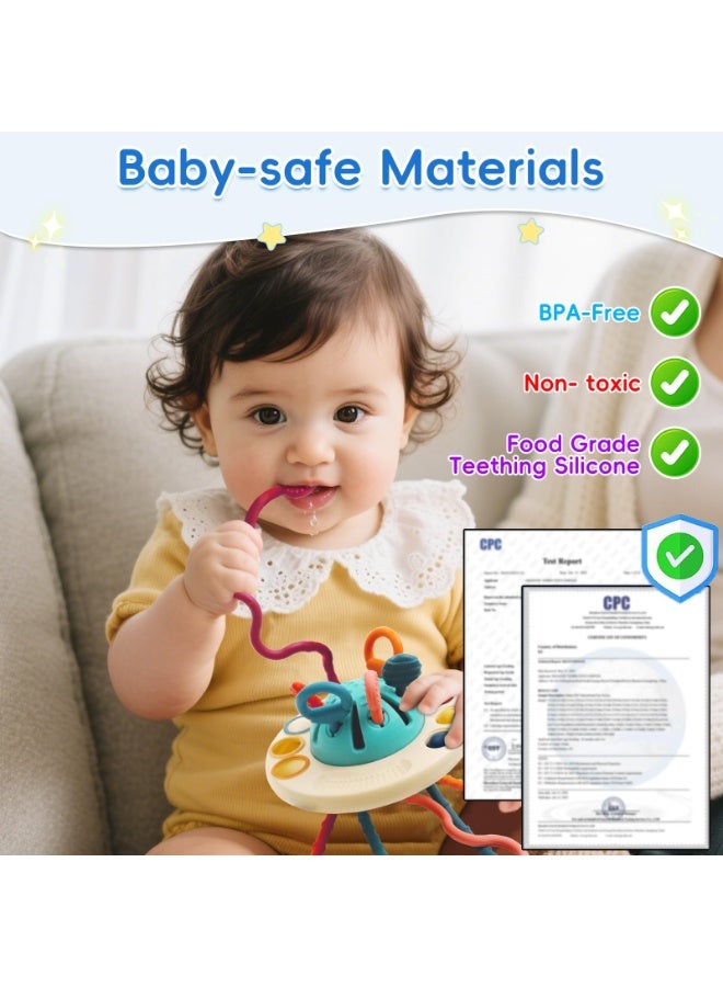 Halamodo مجموعة ألعاب حسية مونتيسوري للرضع، لعبة سلك جر الطائرة المجهزة بقناة طيران، ألعاب تعليمية لتنمية المهارات، هدية للبنين والبنات، ألعاب تعلم مبكر للرضع، ألعاب للذكور والإناث من عمر 0 إلى 3 سنوات، صَرْفٌ ناعم مطاطي قابل للعض - Image 5