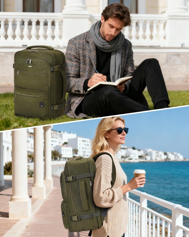 WANDF Travel Backpack For Spirit Airlines Personal Item Bag 18x14x8 with Wet Pocket, 17 Inch Laptop Backpack for Men Womenï¼ˆDark Greenï¼‰ - Image 2