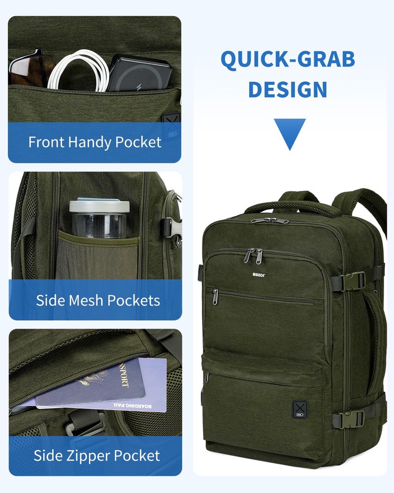 WANDF Travel Backpack For Spirit Airlines Personal Item Bag 18x14x8 with Wet Pocket, 17 Inch Laptop Backpack for Men Womenï¼ˆDark Greenï¼‰ - Image 5