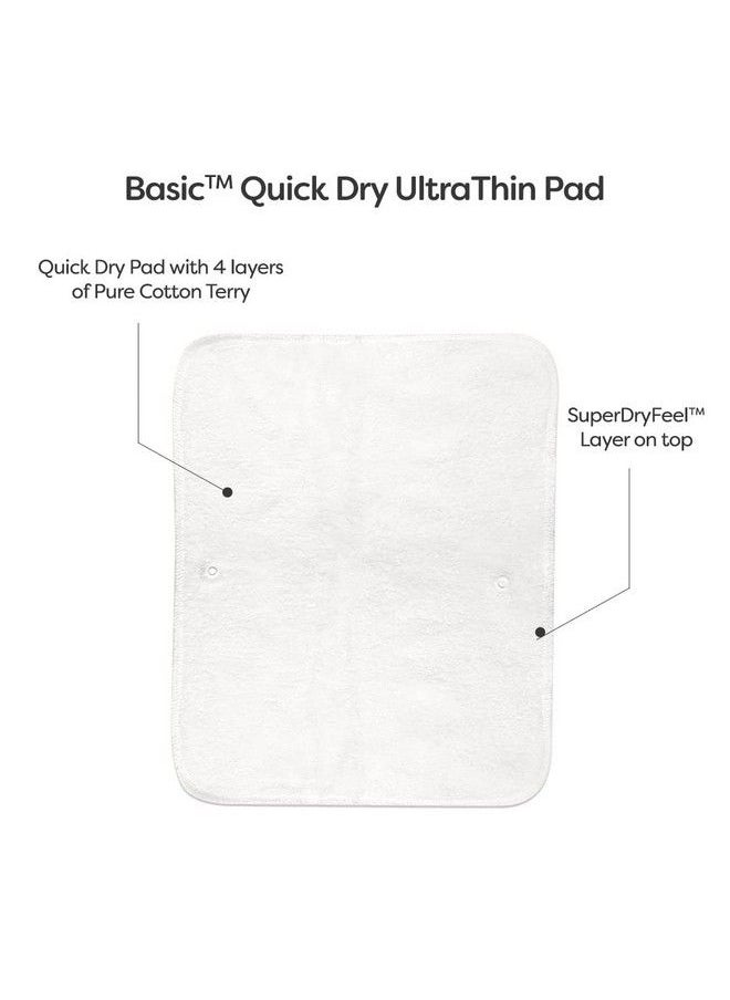 Superbottoms - Basic Quick Dry Ultrathin Pads ; New & Improved Insert ; 4 Layer Cotton Padding Lasts Up To 3Hrs ; Trim Fitting ; Foldable Style Pads For Freesize Cloth Diaperpack Of 3 - Image 1