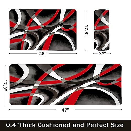 weesire Kitchen Mats for Floor red Kitchen Rugs Modern Abstract Circle Anti Fatigue Kitchen Mats Waterproof Floor Mats Cushioned NonSkid Standing Mats for Laundry Office Set of 2173 x 28173 x 47 Inch - Image 3