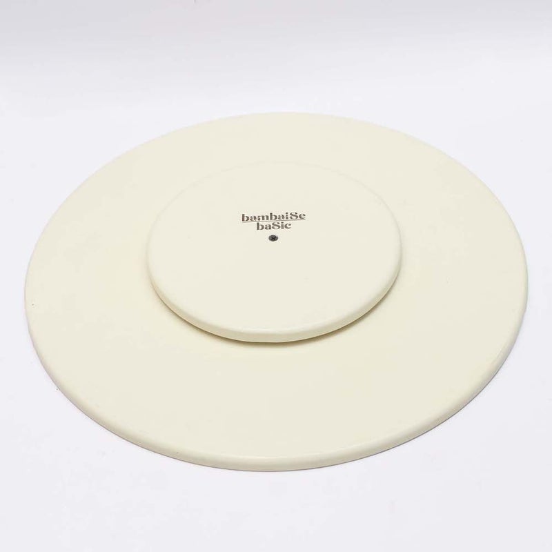 bambaiSe Teak Wood Quality Rotating Beige Lazy Susan for Dining Table Pack of 1 White - Image 5