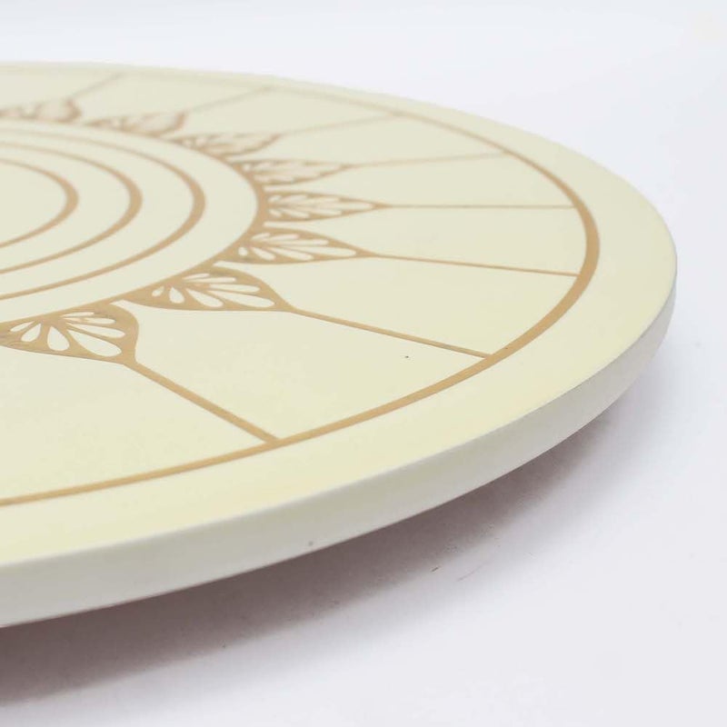 bambaiSe Teak Wood Quality Rotating Beige Lazy Susan for Dining Table Pack of 1 White - Image 4