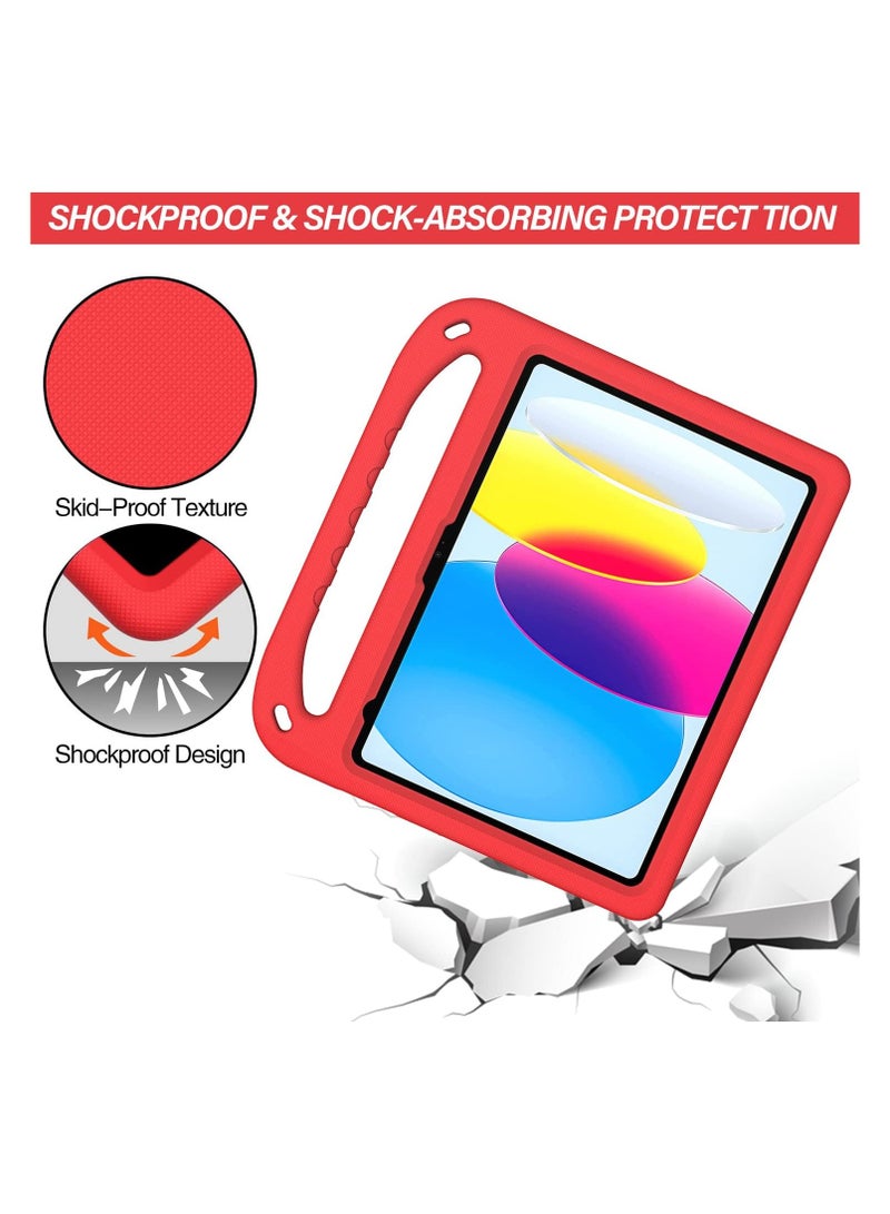 Kids Case for iPad A16 11 inch 2025 (11th Gen)  iPad 10th Generation (10.9 2022): Durable Shockproof Lightweight Stand Cover with Handle for Kids (Red) - Image 4