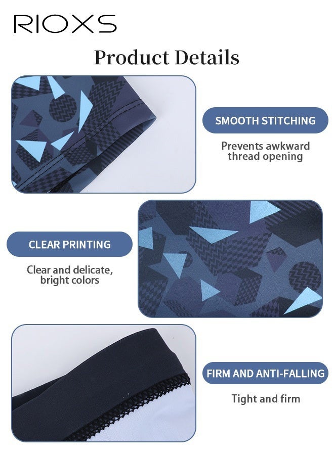 ريوكس سروال السباحة الرجالي ، شورتات شورتات سريعة سريعة 5 بوصات ، شورتات شاطئية للرجال مع بطانة شبكية ، جذوع تجريب مريحة ، شورتات سراويل للسبعات المزدوجة ، شورتات رياضية ، شورتات كرة القدم ، درجات الأزواج المطبوعة الهندسية - Image 2