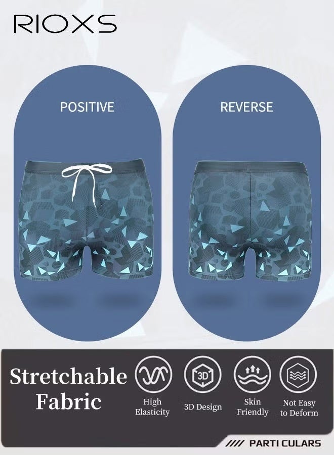 RIOXS Mens Swim Trunks, 5 inch Quick Dry Drawstring Shorts, Men's Beach Shorts with Mesh Lining,  Comfy Breathable Workout Trunks, Dual-layer Swimming Suits Board Shorts, Stretch Athletic Shorts For Men, Fitness Trunks Surfing Shorts, Football Shorts, Geometric Printed Surfing Trunks - Image 4