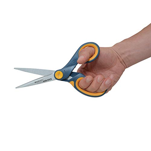 Westcott 8" Straight Titanium Bonded Non-Stick Scissors with Adjustable Glide Feature 2 Pack (16550), Grey/Yellow - Image 3