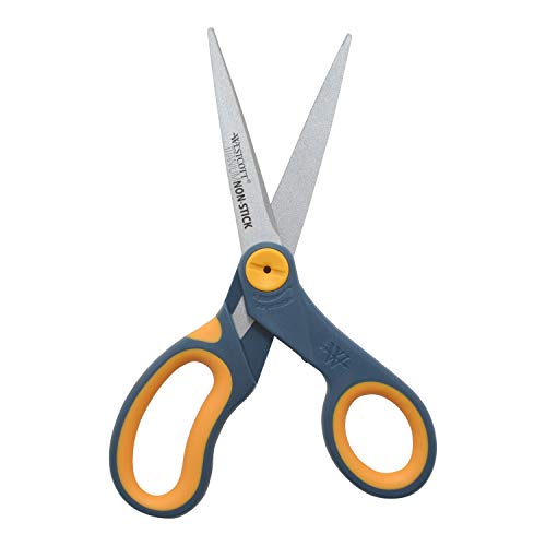 Westcott 8" Straight Titanium Bonded Non-Stick Scissors with Adjustable Glide Feature 2 Pack (16550), Grey/Yellow - Image 2