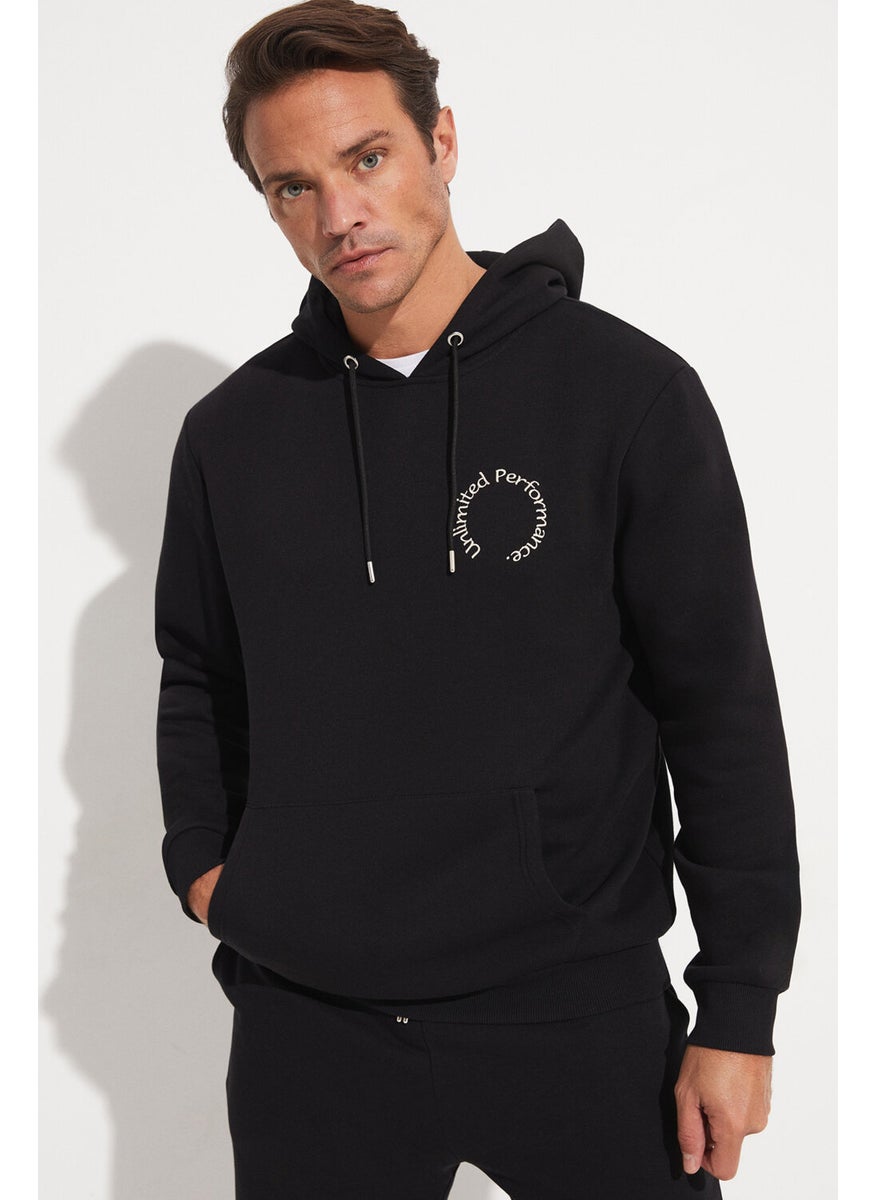 JOYSTAR Men's Regular Fit Kangaroo Pocket Hooded Slogan Embroidered Sweatshirt  - Image 1