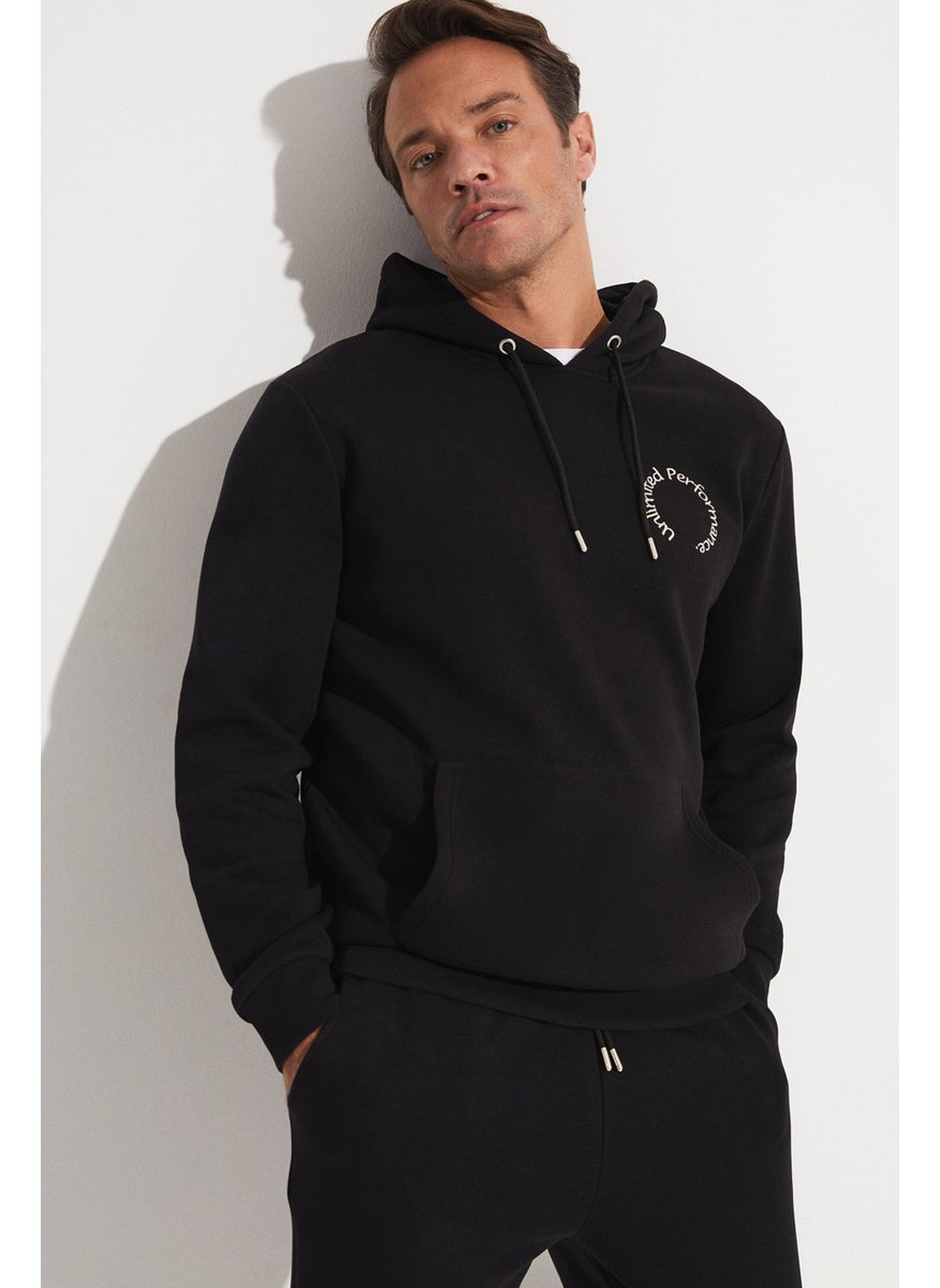 JOYSTAR Men's Regular Fit Kangaroo Pocket Hooded Slogan Embroidered Sweatshirt  - Image 2