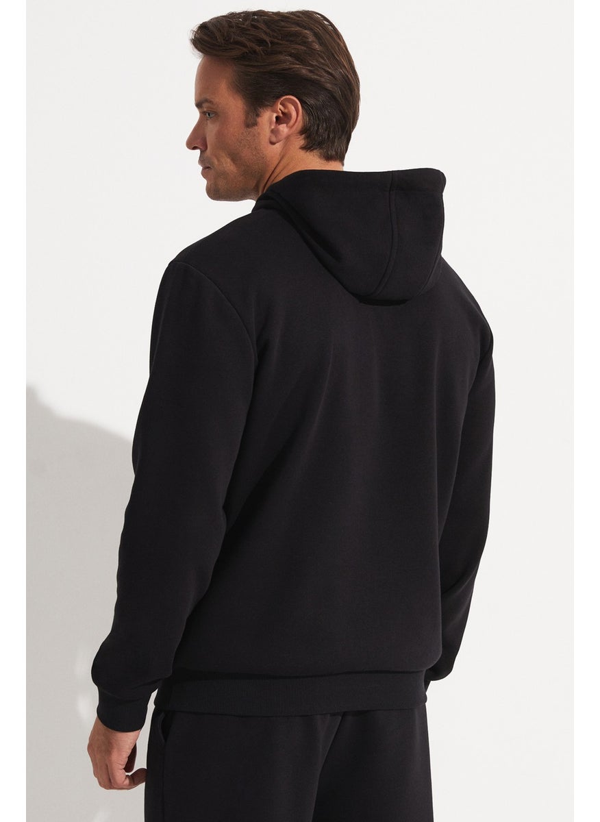 JOYSTAR Men's Regular Fit Kangaroo Pocket Hooded Slogan Embroidered Sweatshirt  - Image 3