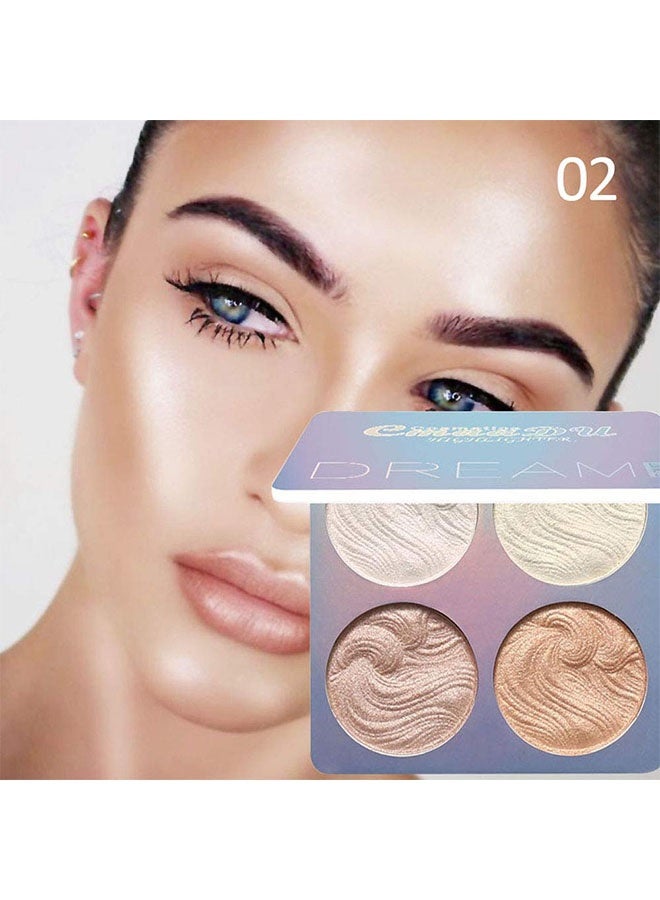 سمادو هايلايتر، 4 ألوان هايلايتر لامع، لوحة مكياج هايلايتر، مسحوق هايلايتر، هايلايتر لامع باللون الأبيض، الوردي، الشمبانيا، والذهبي، لمعان مكياج الوجه # 02 - Image 2