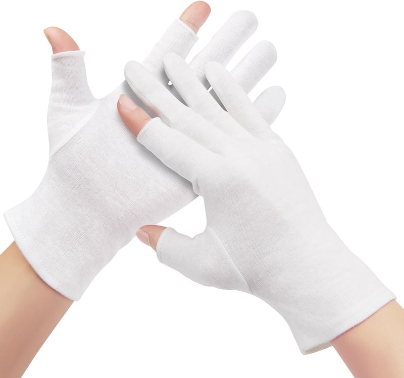SWAKER 4 Pairs Cotton Moisturizing Gloves Touchscreen, 100% White Cotton Gloves for Dry Hands, Eczema, Sleeping, Overnight, Lotion, Spa Treatment, Moisturizing Night Gloves 