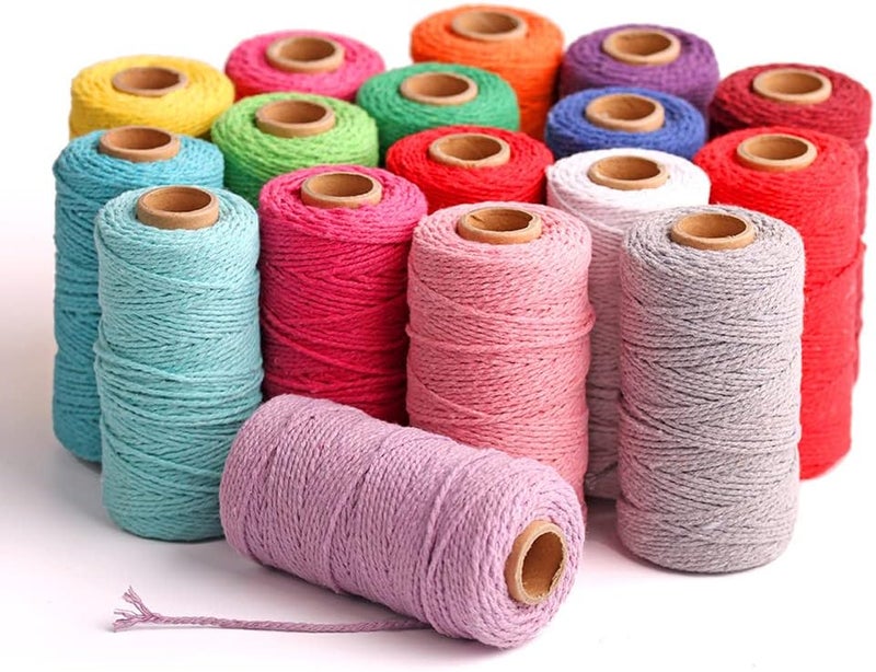 FLIPPED (100 Yards/1.5mm/19 Colors Optional) Cotton Baker Twine DIY Craft Macramé Natural Cotton Rope Craft Making Knitting String Rope DIY Wedding Decor Supply Christmas Wrapping (Grey)… - Image 2