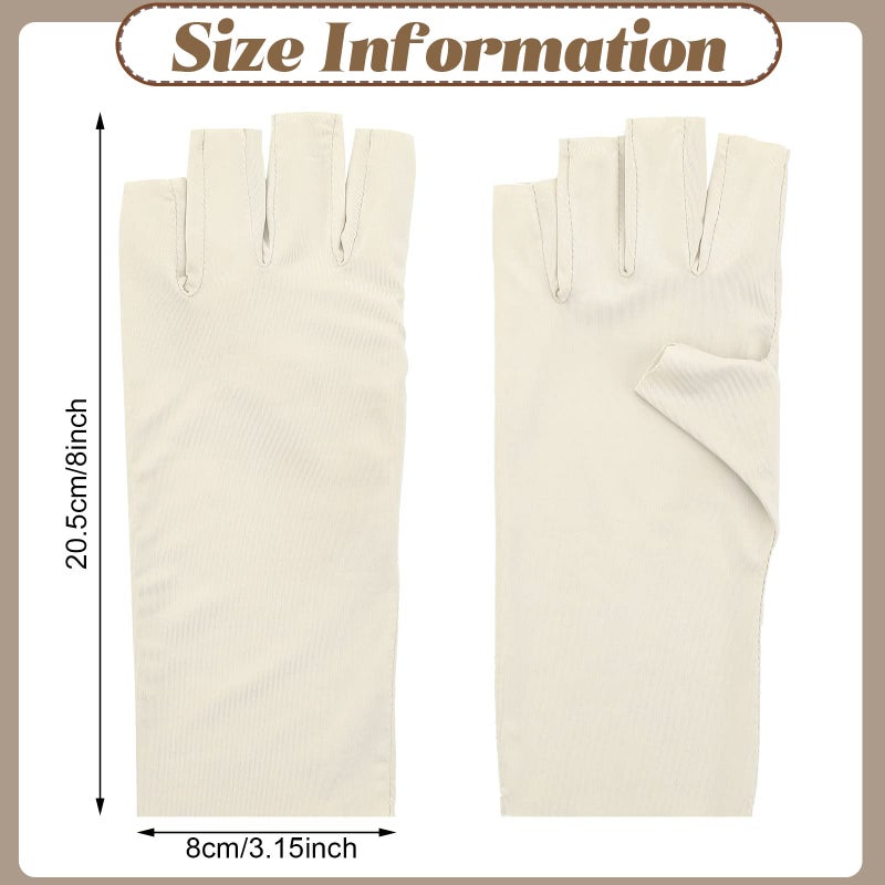 Sureio 4 Pairs Sun Protection UV Gloves for Women Fingerless Hand UV Protection Glove for Gel Manicures Summer Driving Biking(Black, White, Beige, Gray,Classic) - Image 3